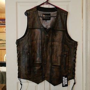 Heavy leather motorcycle vest